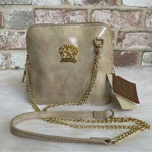 Pratesi Firenze Light Taupe Crossbody Leather Chain Handbag